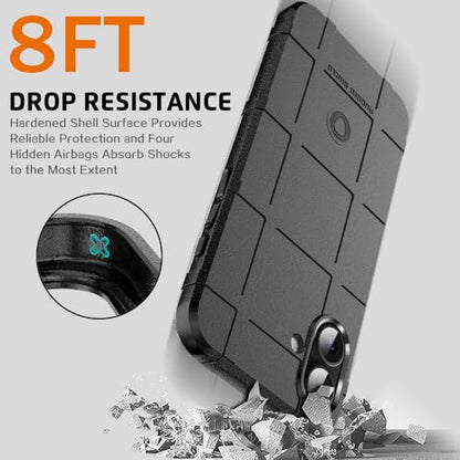 Rugged Shield 8ft Drop Proof TPU Thick Armor Tactical Protective Case Compatible with iPhone 16 Plus (6.7 inches) - Dark Black - color: Dark Black, size: iPhone 16 Plus