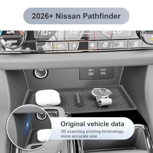 SKTU for 2026 Nissan Pathfinder Wireless Charging Mat 2026+ Pathfinder SV Wireless Charging Pad Nissan Pathfinder 2026 Accessories Rubber Non-Slip Console Mat (Only for Pathfinder SV) - color: 2026+ Pathfinder SV Wireless Charging Mat