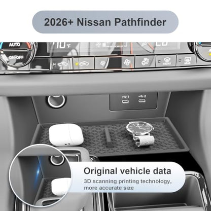 SKTU for 2026 Nissan Pathfinder Wireless Charging Mat 2026+ Pathfinder SV Wireless Charging Pad Nissan Pathfinder 2026 Accessories Rubber Non-Slip Console Mat (Only for Pathfinder SV) - color: 2026+ Pathfinder SV Wireless Charging Mat
