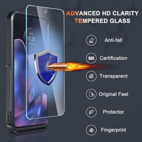 Case Compatible with Moto G 5G 2024, Full Body Heavy Duty Rugged Shockproof Protective Phone Cover with Lanyard Strap, Tempered Glass Screen Protector, Black Matte | with Tempered Glass Screen Protector+Lanyard Strap,Rugged Shockproof Protective Phone Cas