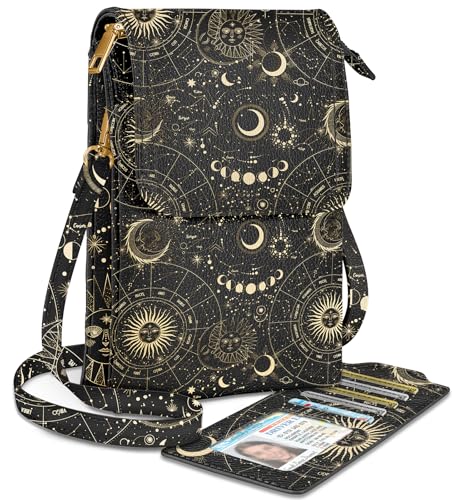 Small Crossbody Phone Purse for Women | Card Slots, Leather Cell Phone Wallet, Adjustable Shoulder Strap, Cross Body Bag for Girls and Ladies, Cute Design - color: Constellation