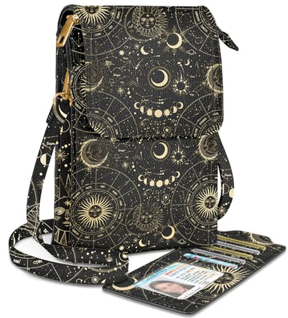 Small Crossbody Phone Purse for Women | Card Slots, Leather Cell Phone Wallet, Adjustable Shoulder Strap, Cross Body Bag for Girls and Ladies, Cute Design - color: Constellation