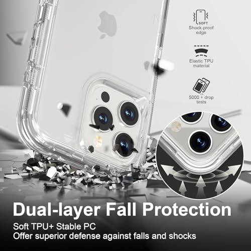Follaroma for iPhone 15 Pro Max Case, Heavy Duty Shockproof Protection Phone Cases, Anti-Drop, Dual Layer Transparent Protective Cover Compatible with iPhone 15 ProMax, 6.7 inch,Crystal Clear - color: Clear, size: iPhone 15 Pro Max 6.7‘’