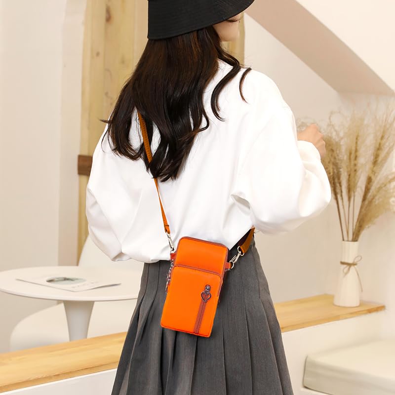 Small Crossbody Bag for Women - Mini Phone Purses with Crossbody Strap and Wallet - Nylon Arm Bag - color: A-orange