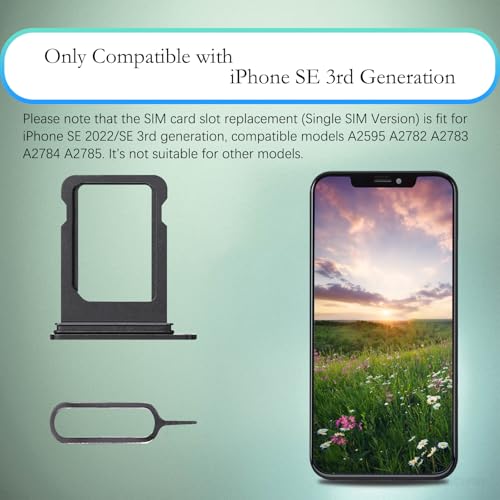 for iPhone SE 3rd Generation Black Single SIM Card Tray Slot Part