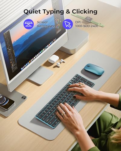 seenda SKM64-2 Bluetooth Keyboard and Mouse Combo for Mac, MacBook and iPad - color: Black & Blue