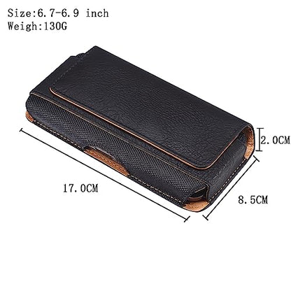 Phone Holster for Samsung Galaxy A17 A16 A15 A25 A35 A55 A57, S26 Ultra, S25 S24 S23 S22 Ultra Plus FE/iPhone 16 Pro Max/Moto G Power Cell Phone Pouch Case with Belt Clip Loop Card Holder (Black) - color: Black - Horizontal