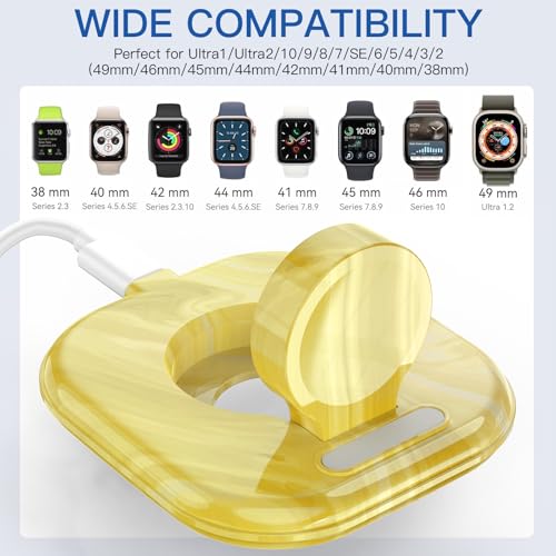 for Apple Watch Charger Stand, Magnetic Fast Charging Dock Portable Design - color: Marble Yellow