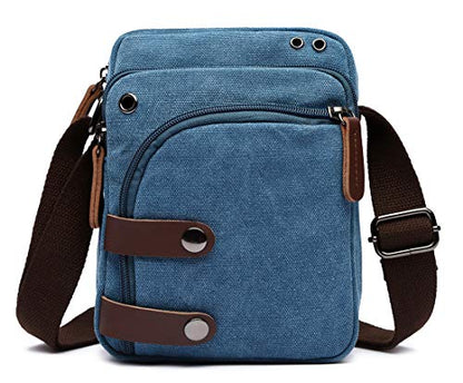 Mini Crossbody Bags for Women and Men - Small Purses and Handbags - Travel Bag - Canvas Shoulder Purse - color: Light Blue