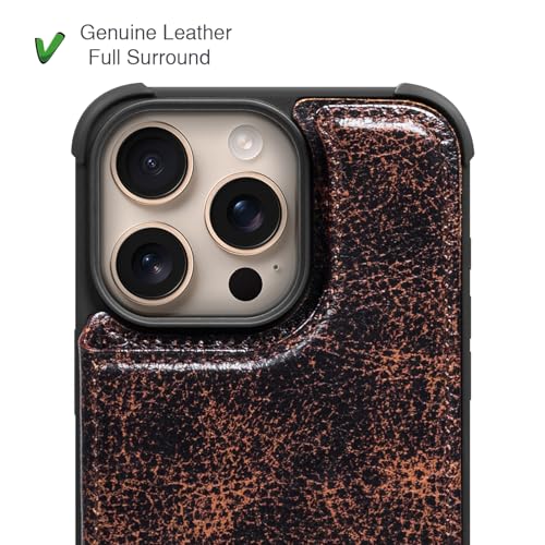 Wallet Real Leather Case Compatible with iPhone 13 Pro 6.1" | Genuine Leather,Shockproof, Anti-Fall Case,Flip Cover,with Card Slot,Double Magnetic Buckle,Kickstand,RFID Blocking Coffee - color: Brown Coffee, size: 6.1"-13 Pro