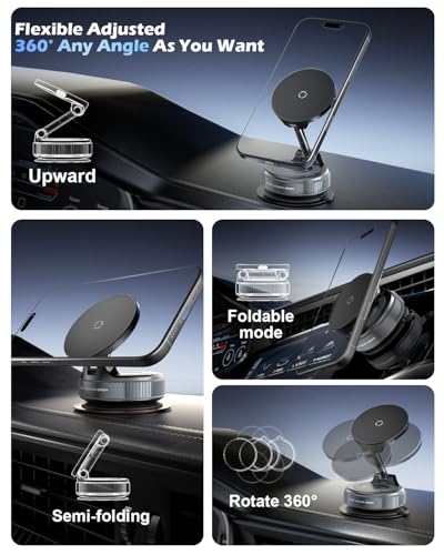 CloudValley 15W MagSafe Vacuum‑Suction Magnetic Car Charger Phone Holder - style: Charger Mount