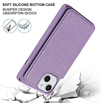 Cavor for iPhone 14 Wallet Case with Card Holder for Women, Purple - color: C-Purple