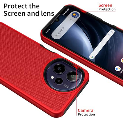 for Cricket Icon Plus 2026 (Plus Version Only) /AT&T Verge 2 Case with Tempered Glass Screen Protector,Dual Layer Heavy Duty Shockproof Protection (Red) - color: Red