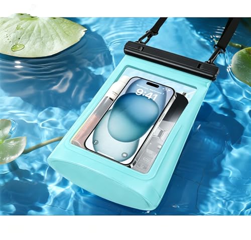 Waterproof Phone Pouch Bag, Clear Touch Screen Window, Crossbody Strap, for Beach Swimming (Blue) - color: Blue