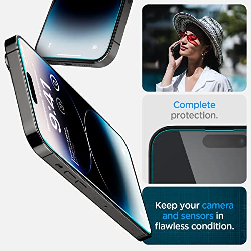 Spigen GlasTR EZ FIT Screen Protector for iPhone 14 Pro | 9H+ Tempered glass, Scratch resistance, Auto-align tray, Lab-tested 100% clarity, Original touch, Case-friendly, 2 Pack - size: iPhone 14 Pro
