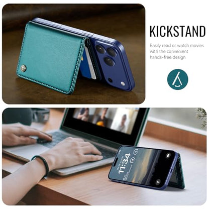 for Magsafe Magnetic Phone Wallet Card Holder, Elegant Green - color: Elegant Blue Green