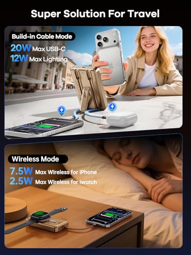 Magsafe Charger 10000mAh PD 20W Power Bank for iPhone & Apple Watch - color: Golden