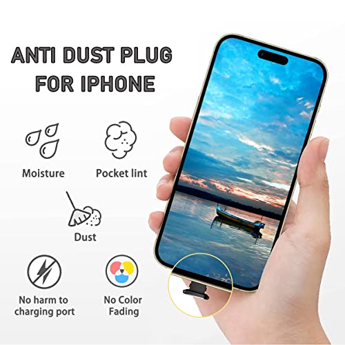 4 Pack Anti Dust Plugs Black Charging Port Plugs Compatible with iPhone 14 Pro Max 13 12 11 Mini Plus iPad Airpods, Metal Covers Protectors Prevent Your Charger Port from Dust/Lint/Water/Lost - color: 01 Midnight Black