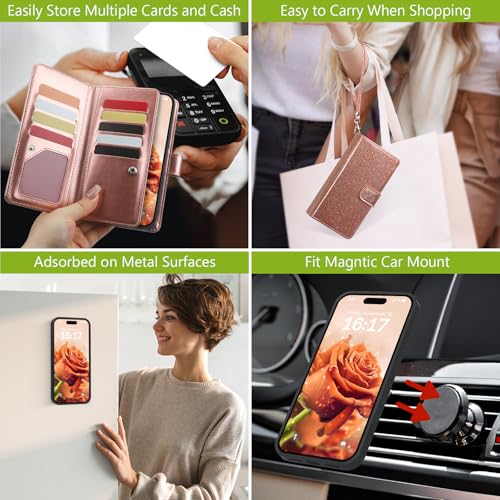 Varikke for iPhone 13 Pro Max Case Wallet Magnetic Detachable, Rose Gold - color: (Standard) Rose Gold, size: iPhone 13 Pro Max 6.7"