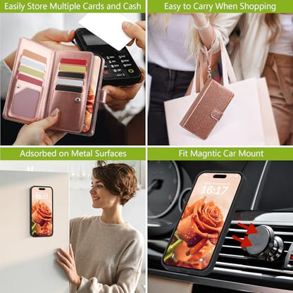 Varikke for iPhone 13 Pro Max Case Wallet Magnetic Detachable, Rose Gold - color: (Standard) Rose Gold, size: iPhone 13 Pro Max 6.7"