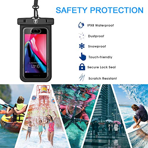 Floating Waterproof Phone Pouch with Lanyard and Armband Dry Bag Holder Underwater Case for Motorola Moto G Power G Stylus G Play E E6 One 5G G7 Power G7 Play G6 Z4 Z3, Black