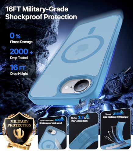 Eastinbox Magnetic iPhone 17e & 16e Case, Matte Case, Lightblue | Shockproof, Compatible with MagSafe, Military-Grade Protection, Anti-Yellowing, Phone Case for iPhone 17 e/16 e 6.1" - color: Light Blue