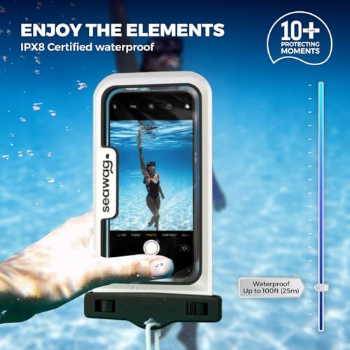 SEAWAG Next Waterproof Phone Pouch, IPX8 Dry Bag for iPhone 16 15 14 13 Pro Max & Samsung Galaxy S25 S24 — Underwater Case, Full Touchscreen, Lanyard, Beach Pool Snorkeling, 1 Pack Black - color: 1Pack Black