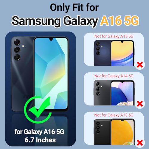 for Samsung Galaxy A16 5G Case with 2 Pack Tempered Glass Screen Protector, [Holster Series] Belt Clip Hard Tough Heavy Duty Rugged Shockproof Protective Cell Phone Case (Black) - color: Black