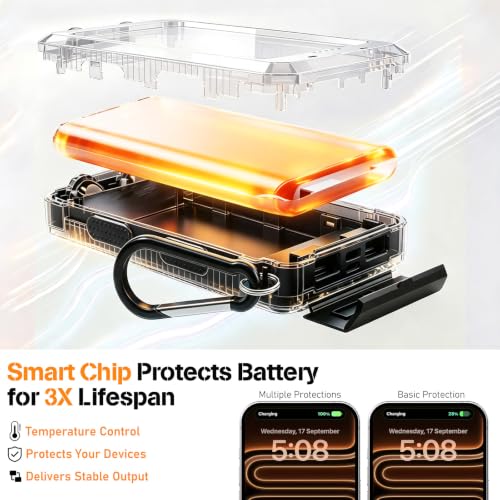 Solar Power Bank 38800mAh Portable Charger for iPhone18/17/16, Samsung - color: Black