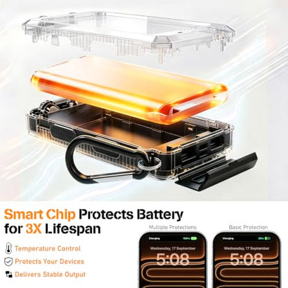 Solar Power Bank 38800mAh Portable Charger for iPhone18/17/16, Samsung - color: Black