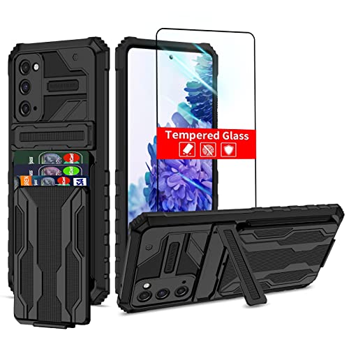 for Samsung Galaxy S20 FE Wallet Case with Card Holder, Black | Detachable Card Holder, Built-in Kickstand, with Screen Protectors, Military Grade, Full Body Shockproof - size: for Galaxy S21 FE - 6.5''