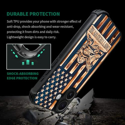 case for iPhone 17,Compatible with Magsafe,All-Round Protection Shockproof Anti-Scratches TPU Case Cover-Dont Tread On Me Wood Grain American Flag - color: Dont tread on me Wood grain American flag, size: IPhone 17