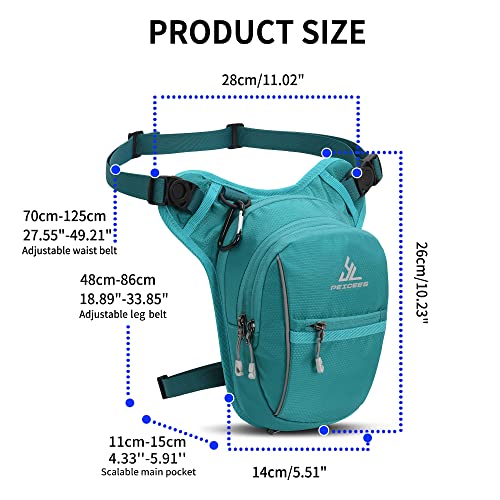 Peicees Motorcycle Leg Bag for Men Womens Thigh Bag, Expandable - color: Lake Blue