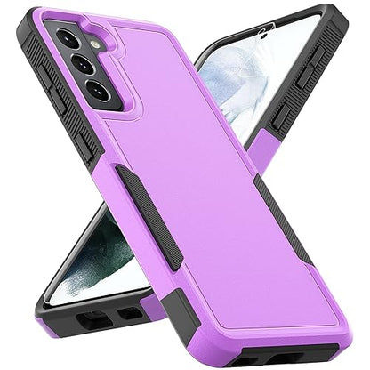 for Samsung Galaxy S21 Case: Dual Layer Protective Heavy Duty Cell Phone Cover Shockproof Rugged with Screen Protector - Military Protection Bumper Tough - Samsung Galaxy S21 5G 2021, 6.2 inch, Purple - color: Purple (PC) + Black (TPU)