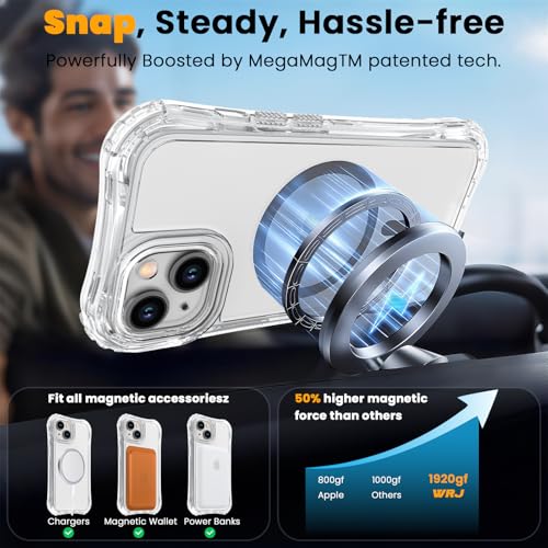 WRJ Magnetic Clear for iPhone 13 Case,iPhone 14 Case,[Compatible with MagSafe][Military Grade Drop Protection] Transparent Full Body Shockproof Protective Phone Case-Clear - color: Clear, style: Transparent