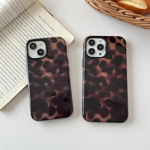 for iPhone 15 Case with Tortoise Leopard Print Trendy Animal Pattern Dual-Layer Shockproof Drop Protection Tough Phone Cover - size: iPhone 15