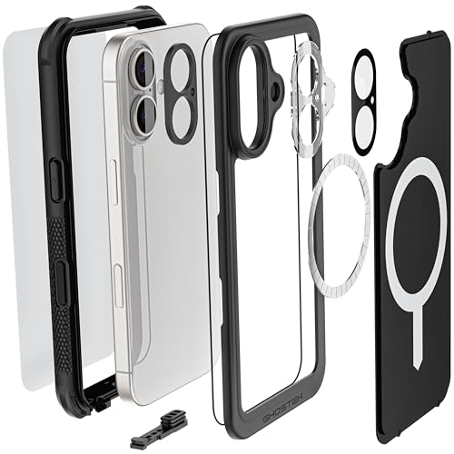 Ghostek Nautical Waterproof iPhone 16 Case with Belt Clip Holster - Screen and Camera Protector, Apple MagSafe Compatible, Rugged Heavy Duty Cover (6.1 Inch, Black) - color: Black, size: iPhone 16