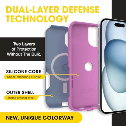 OtterBox iPhone 17e, 16e, 15, 14, 13 Commuter Series Case - Blue & Pink | 3X MIL Drop Protection - Slim - Dual-Layer Shockproof Design - Pocket-Friendly - Raised Edges - Port Covers - color: Blue/Pink
