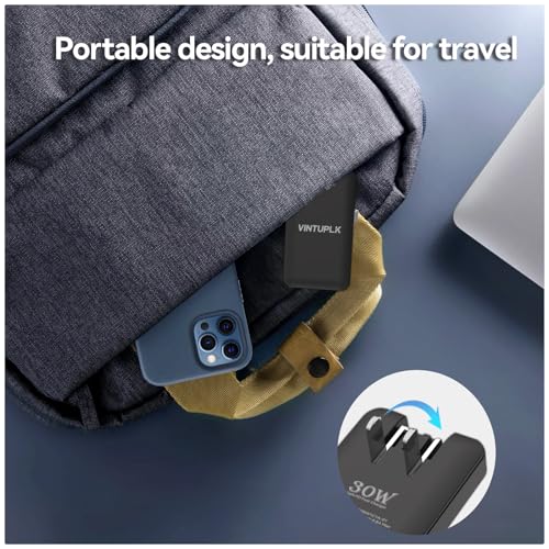 30W Flat USB C Charger (2-Pack), Dual-Port GaN Wall Adapter, Foldable Travel Charger for iPhone 16/15, Galaxy S25/S24 - color: 2PCS