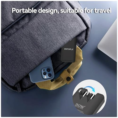30W Flat USB C Charger (2-Pack), Dual-Port GaN Wall Adapter, Foldable Travel Charger for iPhone 16/15, Galaxy S25/S24 - color: 2PCS
