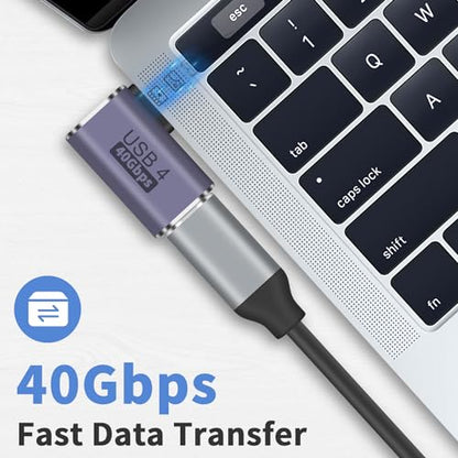 Duttek USB C Right Angle Adapter 40G (Two Styles), 90 Degree USB C Male to Female Adapter for Steam Deck, MacBook, Meta Quest, Phone - style: Right Angle USB C+USB C 90 Degree Adapter