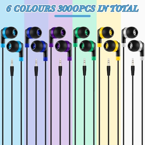 Kigeli 300 Packs Wired Earbuds Bulk, Interlaced Black - color: Interlaced Black