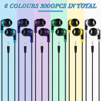 Kigeli 300 Packs Wired Earbuds Bulk, Interlaced Black - color: Interlaced Black