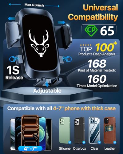 【Upgraded Strongest Suction & Pro Military-Grade】Ultimate Car Phone Mount【360°Rotatable Suction】Cell Phone Holder Truck Stand for Dashboard Windshield Vent for iPhone 18 Pro Max Samsung,Graphite Black - color: Graphite Black