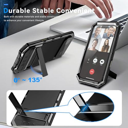 Lunivop Compatibility with iPhone Air Case 6.5'' 2025 Heavy Duty with Built in Screen Protector Lens Protection Rugged Stand 360 Full Body Military Grade Metal Bumper Phone Cases Men 17 Air Black - color: Black, size: iPhone 17 Air 6.5 2025