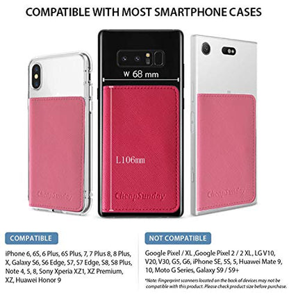 ID Card Holder for Back of Phone Leather Phone Wallet Stick On with Stand Flip Waterproof Leather Adhesive Wallet for Most Cellphones (Hot Pink) - color: Hot Pink
