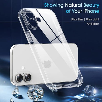 Soft TPU Clear Case for iPhone 17 case 6.3 inch | Not-Yellowing，Military Drop Protection，Shockproof Transparent Silicone Case, Ultra Slim & Thin，Camera Protection，Clear - size: for iPhone 17