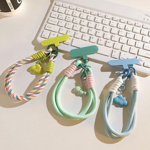 Dopamine Vibes Universal Wrist Strap - Korean-Style Short Phone Lanyard with Cute Yellow Pineapple Charm, 7mm Rope, Trendy Anti-Theft Tether for Girls, Includes Pendant & Nylon Phone Tab - color: 08 Dopamine Yellow Pineapple