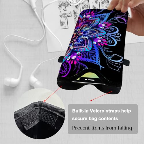 Neoprene Cell Phone Sleeve Pouch Case Bag with Crossbody Strap Neck Lanyard for Women 7.1 X 3.9 in Purple Flower - color: Purple Flower