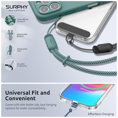 SURPHY 3 Pack Phone Wrist Strap, Phone Lanyard with Cellphone Tether Tab - color: Black & Green & Blue Jay